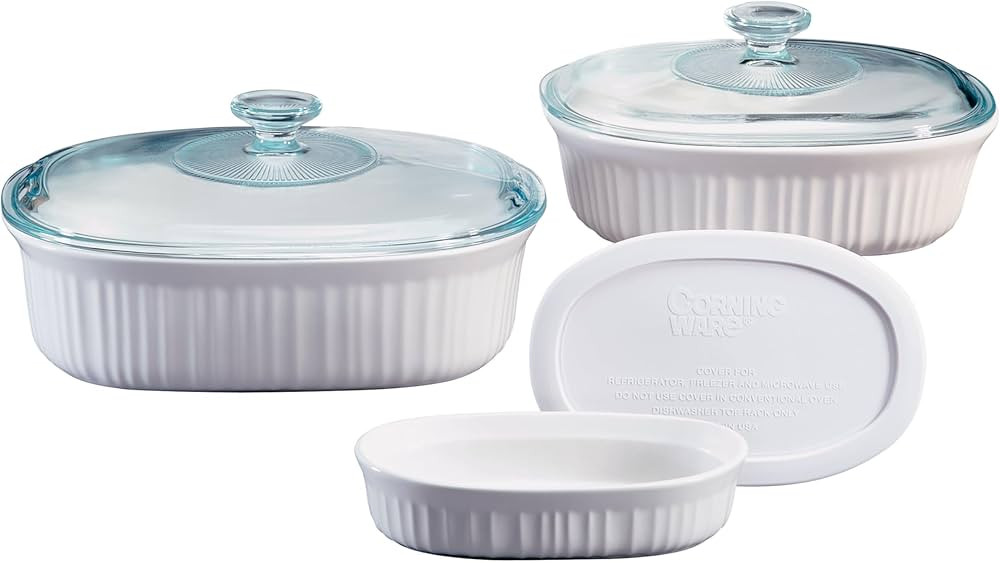 CorningWare Ceramic Bakeware Set with Lids, Chip and Crack Resistant Stoneware Baking Dish, Micro... | Amazon (US)