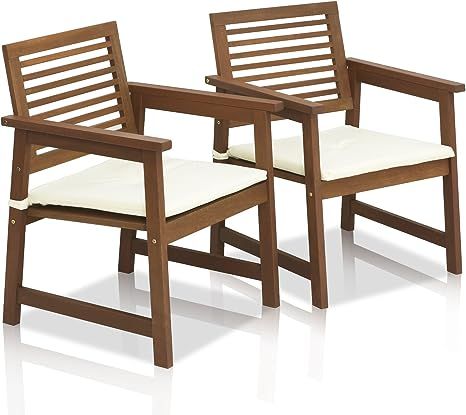 Furinno Tioman Hardwood Armchair in Teak Oil, 2 Arm Chairs, Natural | Amazon (US)