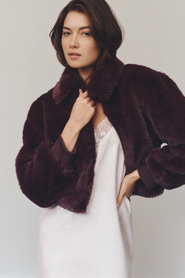 Maeve Crop Faux Fur Coat | Anthropologie (US)