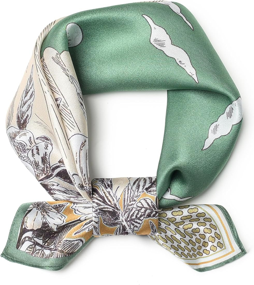 100% Mulberry Silk Scarf 21 "x 21" Square - Neck Scarf - Women Men Small Square Pocket Scarf - Wi... | Amazon (US)