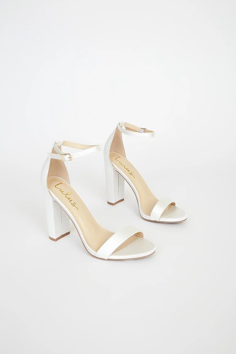 Taylor Ivory Satin Ankle Strap Heels | Lulus