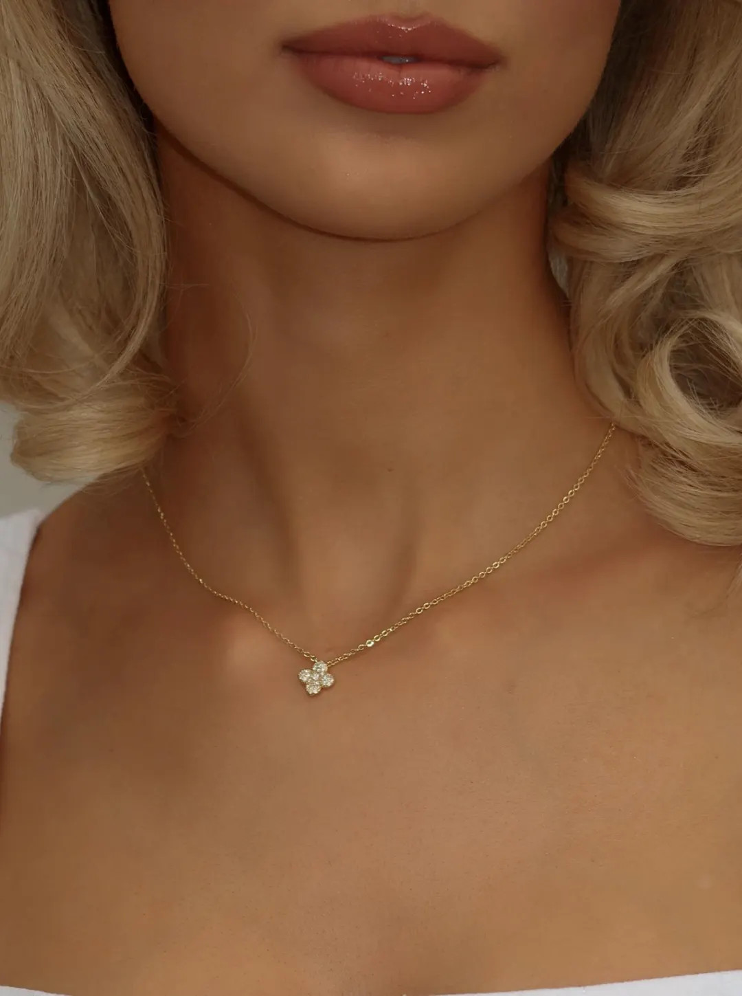 Mini HYDRANGEA Necklace 14K Gold Plated CZ Sparkly - Etsy UK | Etsy (US)