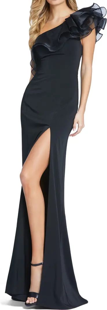 One-Shoulder Ruffle Sheath Gown | Nordstrom