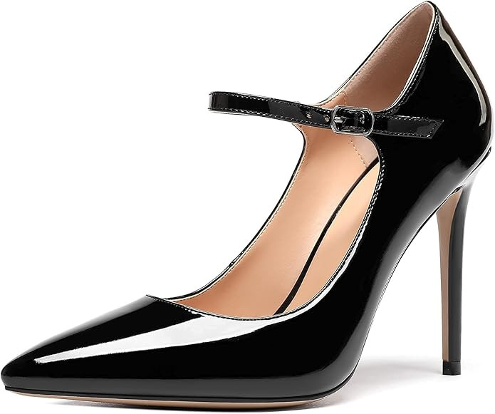 SAMMITOP Women's Pointed Toe Mary Jane Pumps High Heel Shoe with Ankle Strap | Amazon (US)