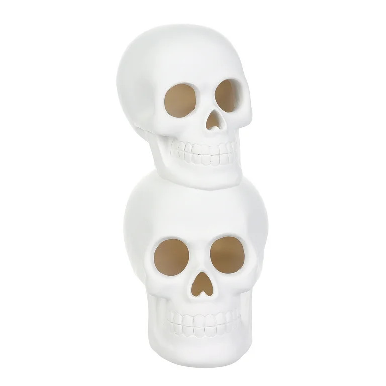 Halloween White Resin LED Stacked Skull Tabletop Decoration,5.25" X 6.7" X 11" H,by Way to Celebr... | Walmart (US)