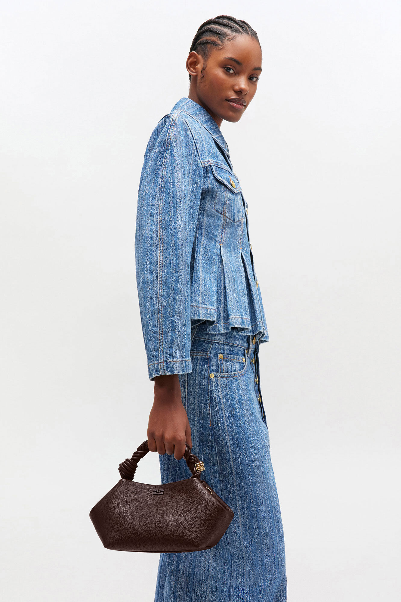 Brown Grained Small Bou Bag | Ganni