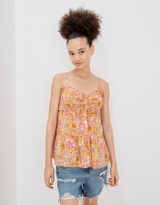 AE Smocked Babydoll Cami | American Eagle Outfitters (US & CA)