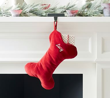 Classic Velvet Bone Pet Stocking | Pottery Barn (US)