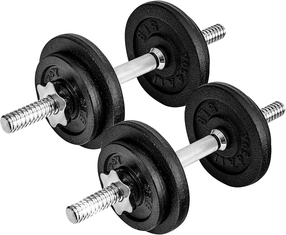 Yes4All Old School Adjustable Dumbbell Set with Weight Plates, Star Lock Collars/Connector, 40lbs... | Amazon (US)