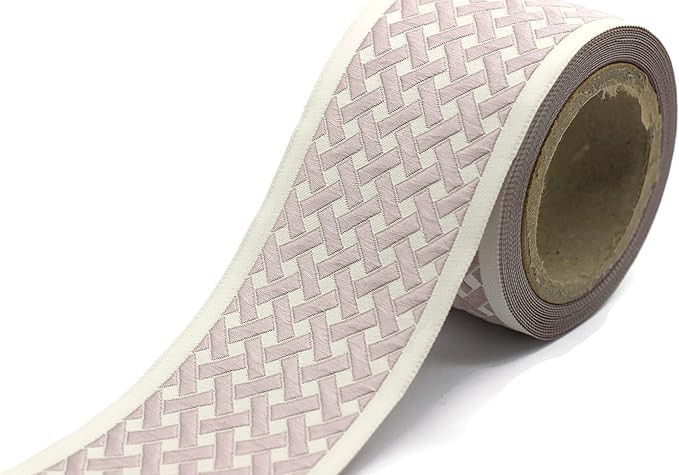 3.8 Yards Spool 2.7" Light Magenta & Beige Knot Embroidered Drapery Trim Jacquard Ribbon for Your... | Amazon (US)