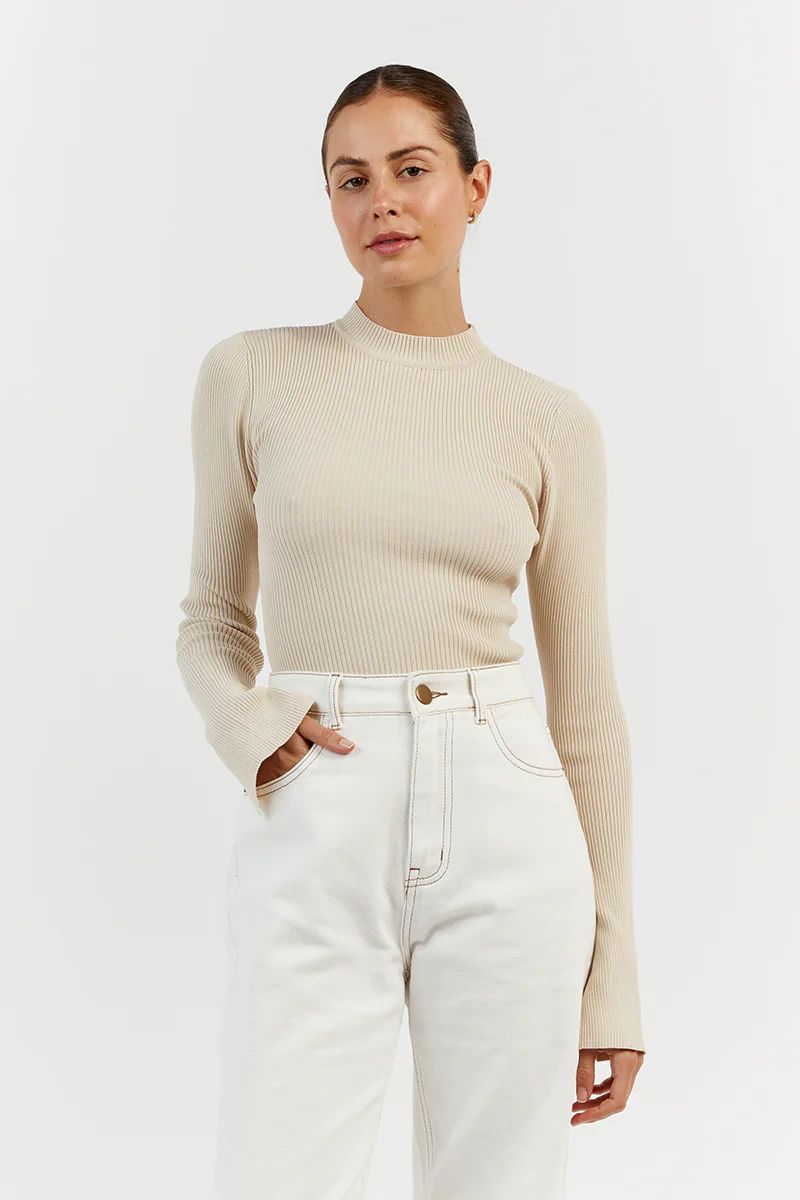 DONNA STONE SLEEVED KNIT TOP | DISSH