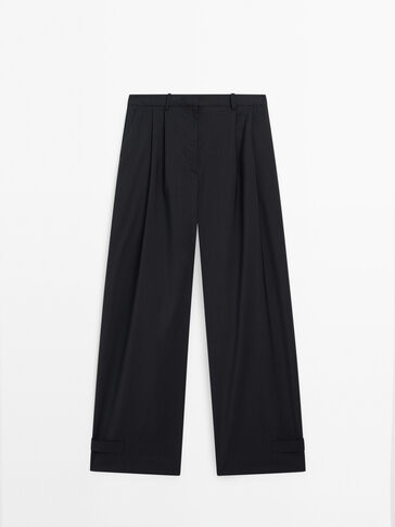 Darted trousers with adjustable hems - Studio | Massimo Dutti US