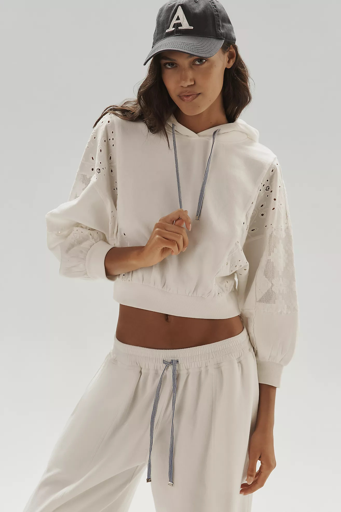 Daily Practice Rhythmic Lace Mesh Hooded Sweatshirt | Anthropologie (US)