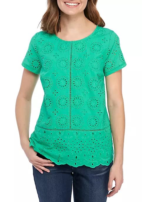 Crown & Ivy™
Short Sleeve Eyelet Top | Belk