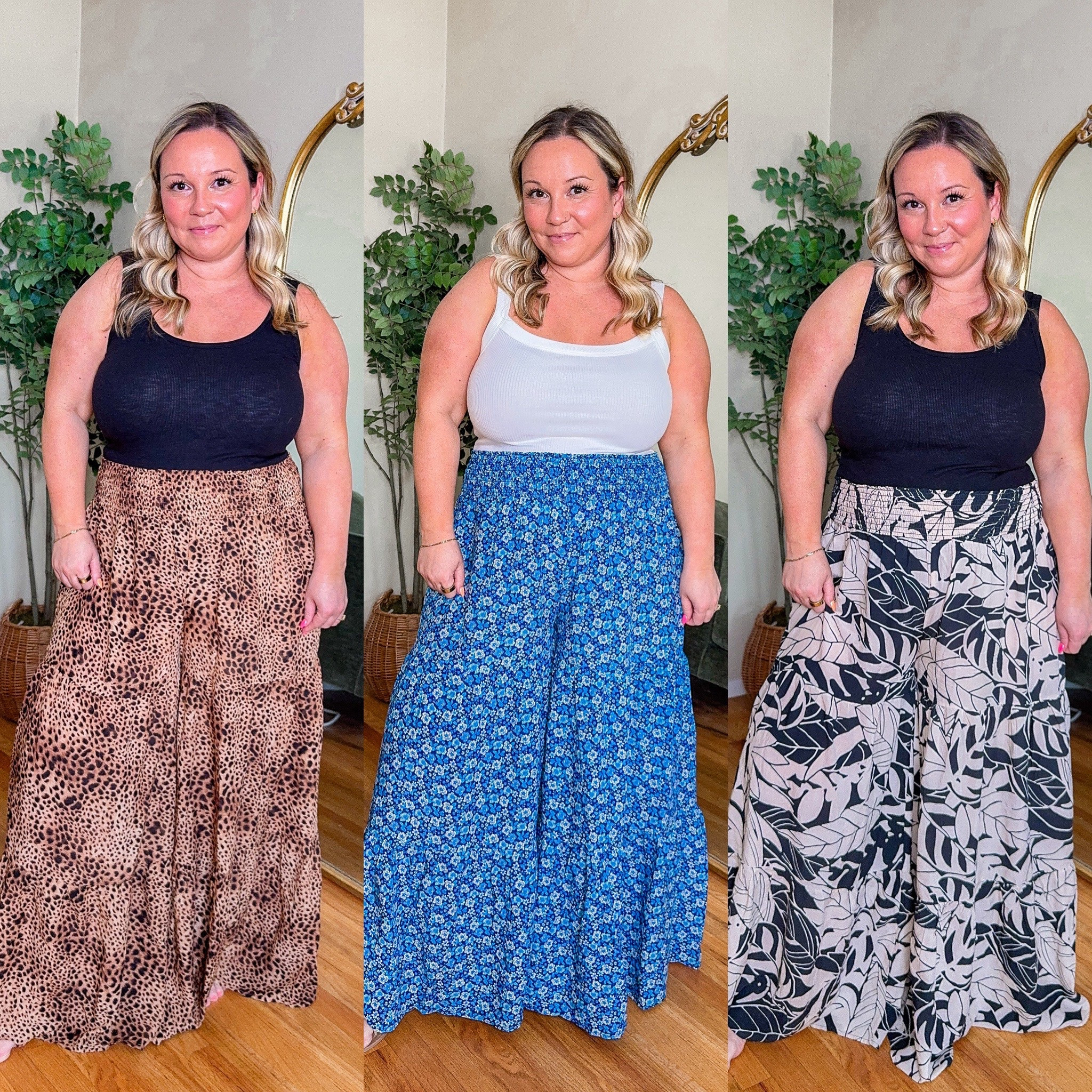 Aerie party pants size LARGE SHORT 
Tank tops size LARGE 

Resort wear, summer style, petite style, midsize style, travel style, beach stylee

#LTKMidsize #LTKSeasonal #LTKPetite