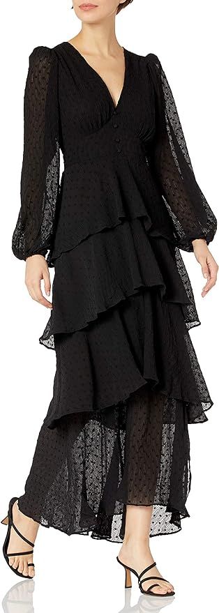 ASTR the label Women's Romance Me V-Neck Long Sleeve Tiered Ruffle Maxi Dress | Amazon (US)