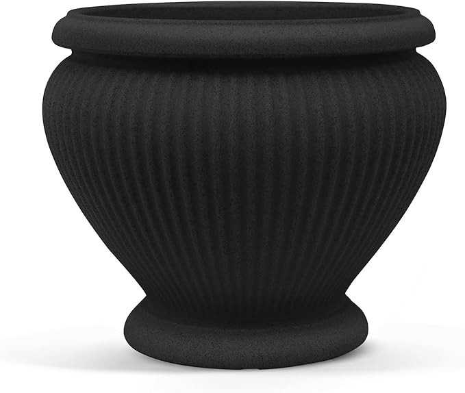 ARBORA 18" Cannes Urn Polyresin Indoor and Outdoor Planter with Classic Black Finish - Durable, W... | Amazon (US)