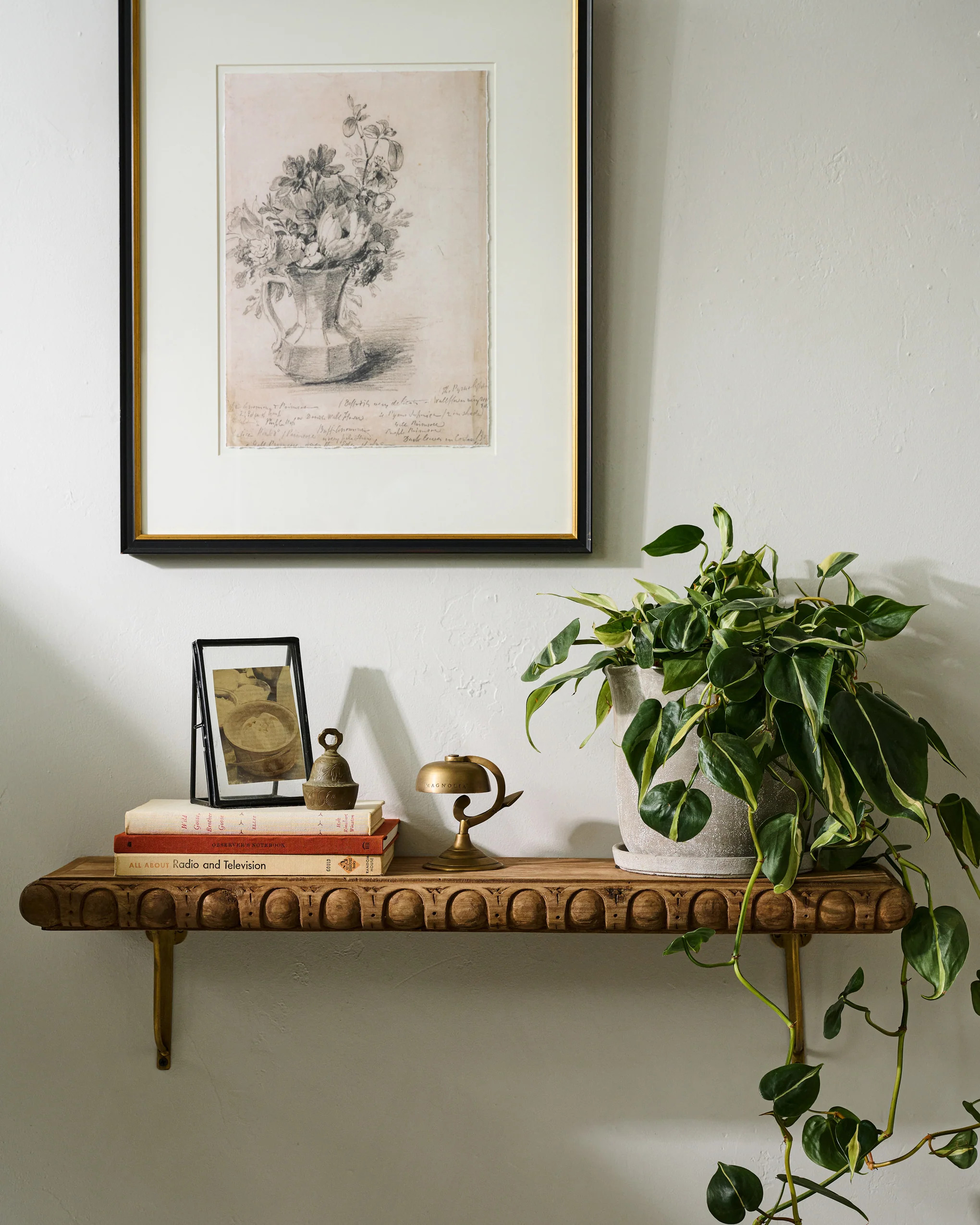 Griffin Hand Carved Wood Shelf | Magnolia