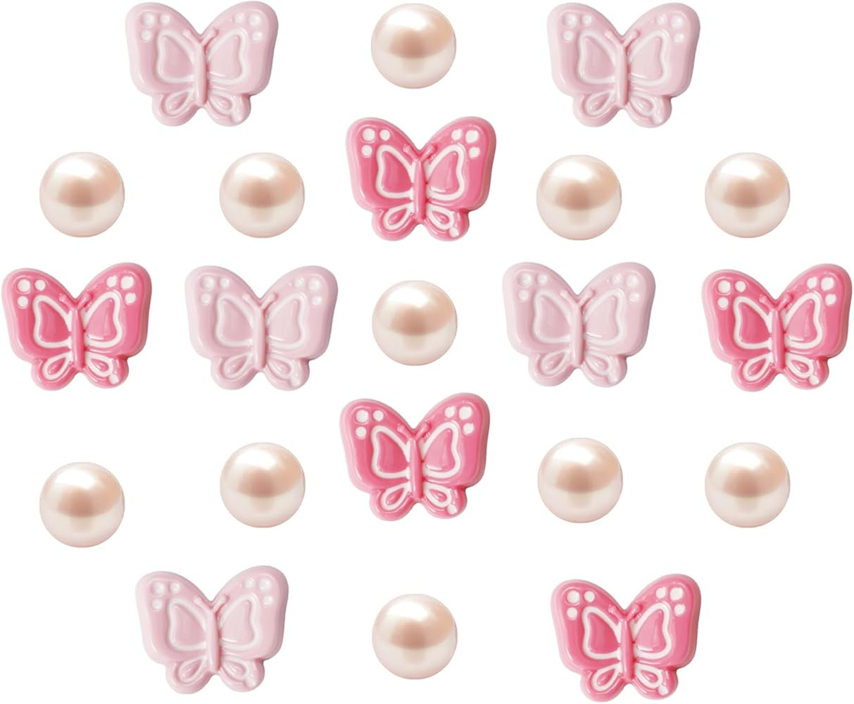 Cute Butterfly Flower Shoe Charms for Girls, 25Pcs Pink Girly DIY Shoe Decoration Charm for Clog ... | Amazon (US)