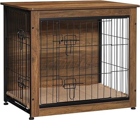 DWANTON Dog Crate Furniture with Cushion, Wooden Kennel Table with Double Doors, Indoor Dog House... | Amazon (US)