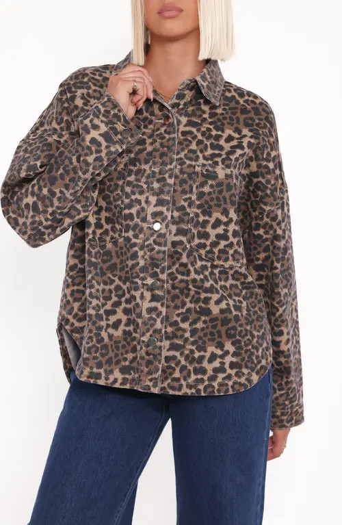Petal & Pup Elias Leopard Print Denim Jacket at Nordstrom, Size 6 | Nordstrom