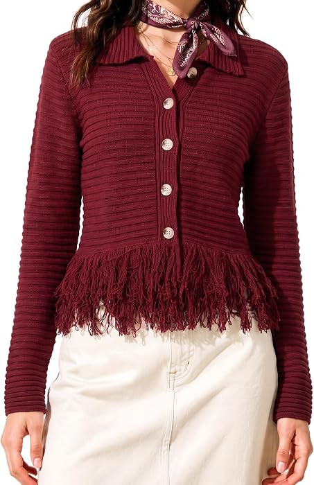Womens Western Cardigan Sweaters Fringe Cowgirl Boho Cropped Outfits | Amazon (US)