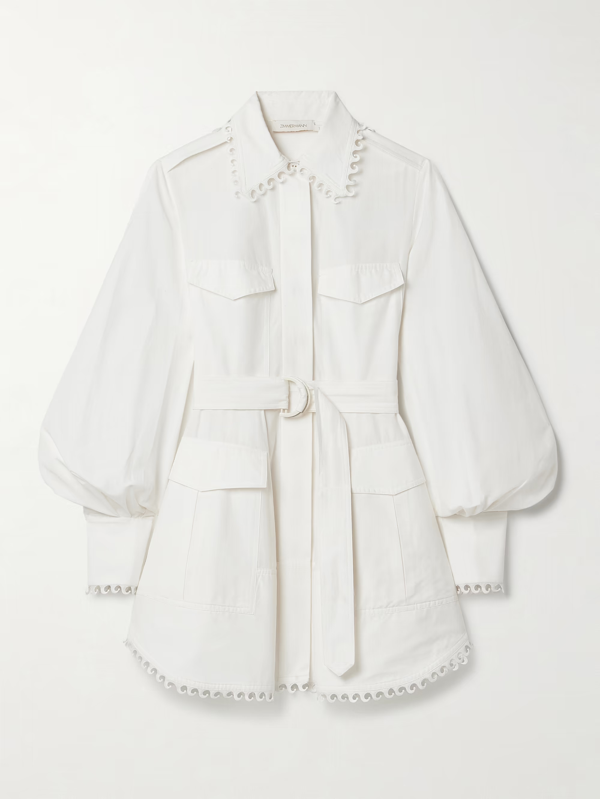 Belted cotton and silk-blend mini shirt dress | NET-A-PORTER (US)