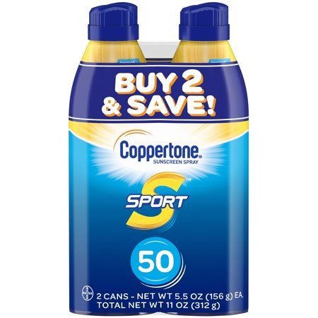 Coppertone Sport Sunscreen Spray SPF 50, Twin Pack, 5.5 oz Each | Walmart (US)