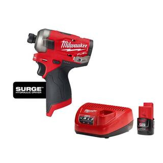 M12 FUEL SURGE 12V Lithium-Ion Brushless Cordless 1/4 in. Hex Impact Driver with 2. 0Ah Battery and Charger Starter Kit | The Home Depot
