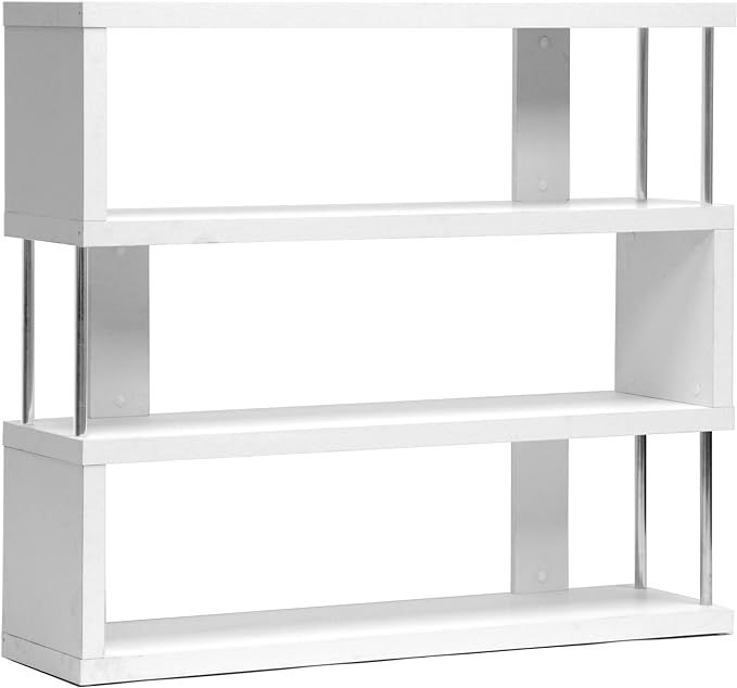 Baxton Studio Barnes 3-Shelf Modern Bookcase, White | Amazon (US)