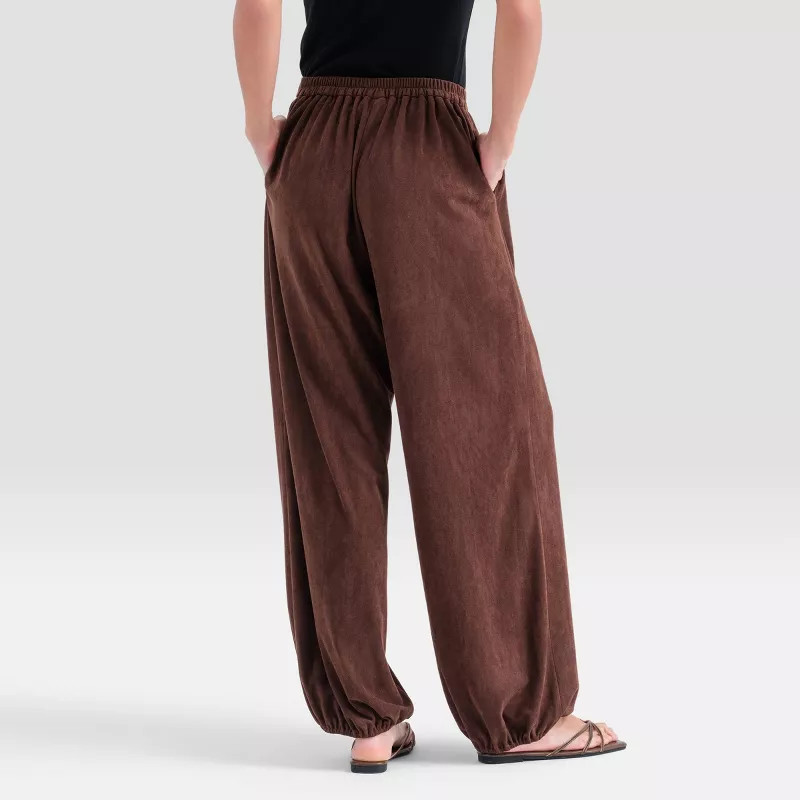 Women's High-Rise Half Elastic Back Waist Ankle Length Balloon Pants - Universal Thread™ Brown S | Target