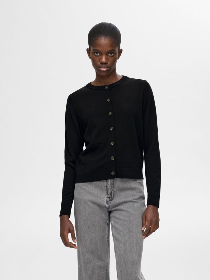 100 % LAINE MÉRINOS CARDIGAN | Noir | SELECTED FEMME® | Selected