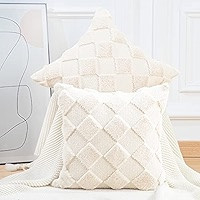 MADIZZ Set of 2 Soft Plush Short Wool Velvet Decorative Throw Pillow Covers 12x20 inch Beige Rectang | Amazon (US)