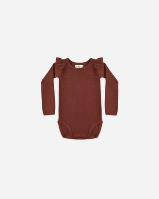 Shoulder Ruffle Bodysuit Brick | Rylee + Cru