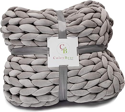 ColeyBear Weighted Chunky Knit Blanket for Home Decor, Bedroom Decor, and Boho Decor | Chunky Yar... | Amazon (US)
