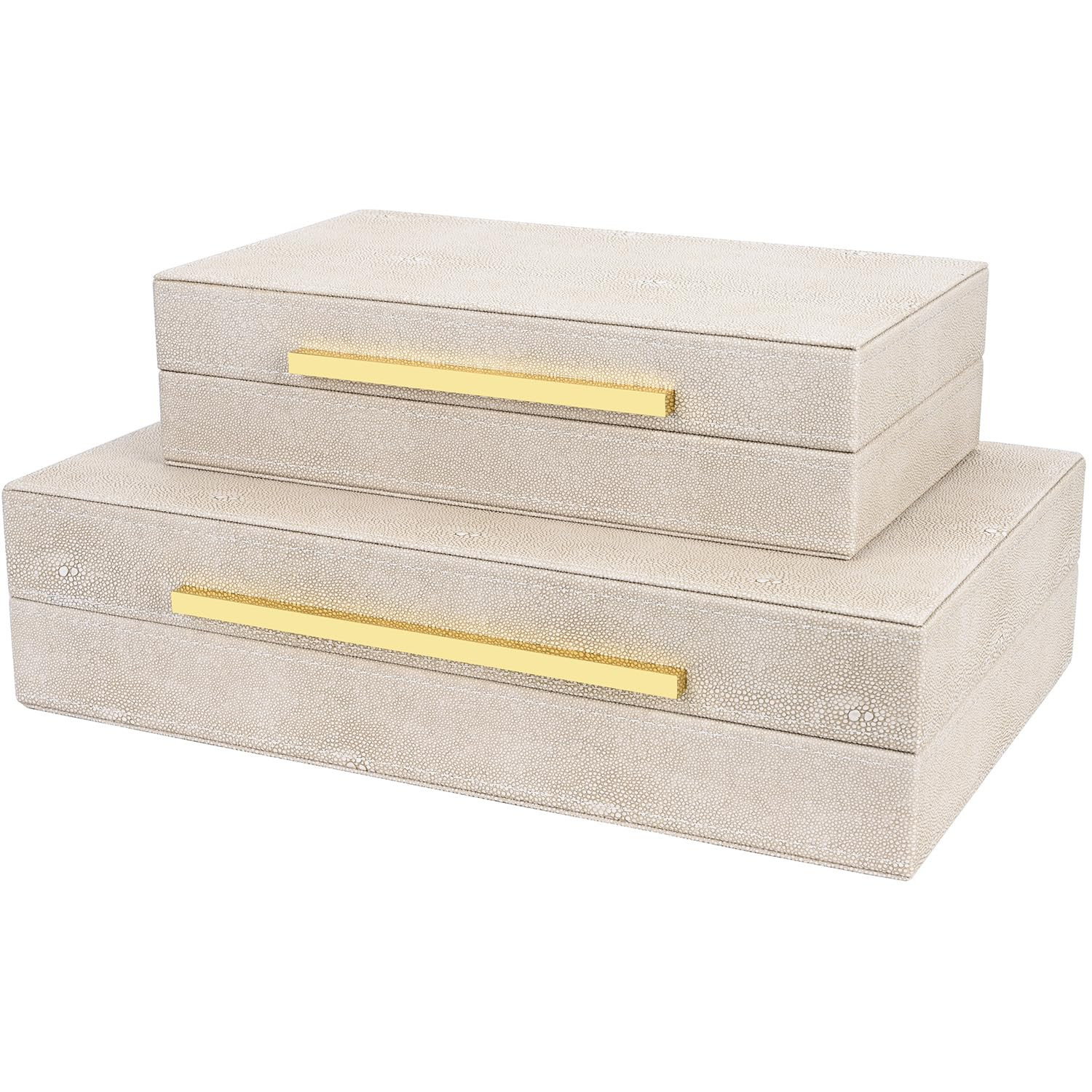 Ivory Shagreen box Set of 2 Faux Leather Decorative Boxes,Large Nesting Storage Decorative Boxes ... | Amazon (US)