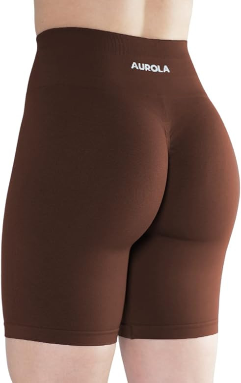AUROLAus Workout Biker Shorts for Women Seamless Scrunch High Waist Gym Yoga Active 7.5" Bike Sho... | Amazon (US)