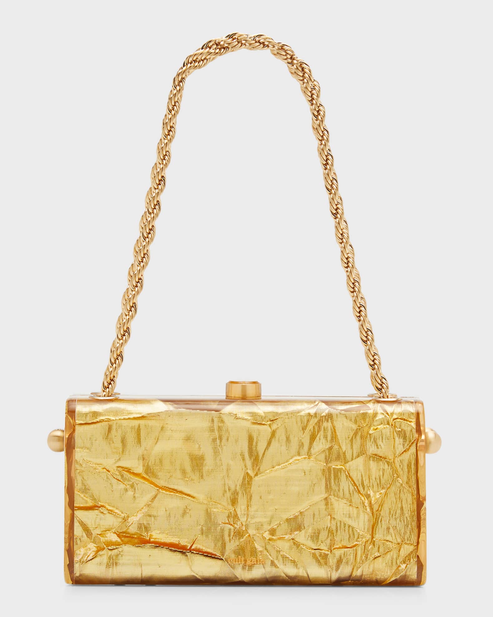Hajar Crinkled Acrylic Chain Shoulder Bag | Neiman Marcus