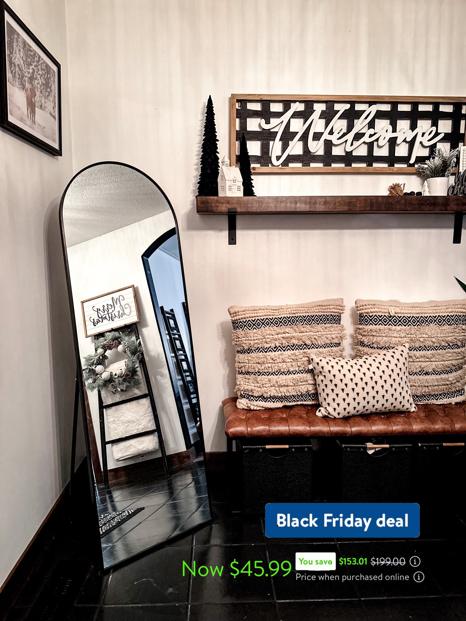 My arched full length mirror is on MAJOR sale at Walmart! I paid $139 for mine, but they have it on sale for only $45.99 right now as a Black Friday Deal 🤩🖤 

Linking up my 64” x 21.1” arched mirror here!

#archedmirror #fulllengthmirror #entryway #homedecor #walmarthomefinds #salealert #blackfridaydeal

#LTKHome #LTKFindsUnder100 #LTKSaleAlert