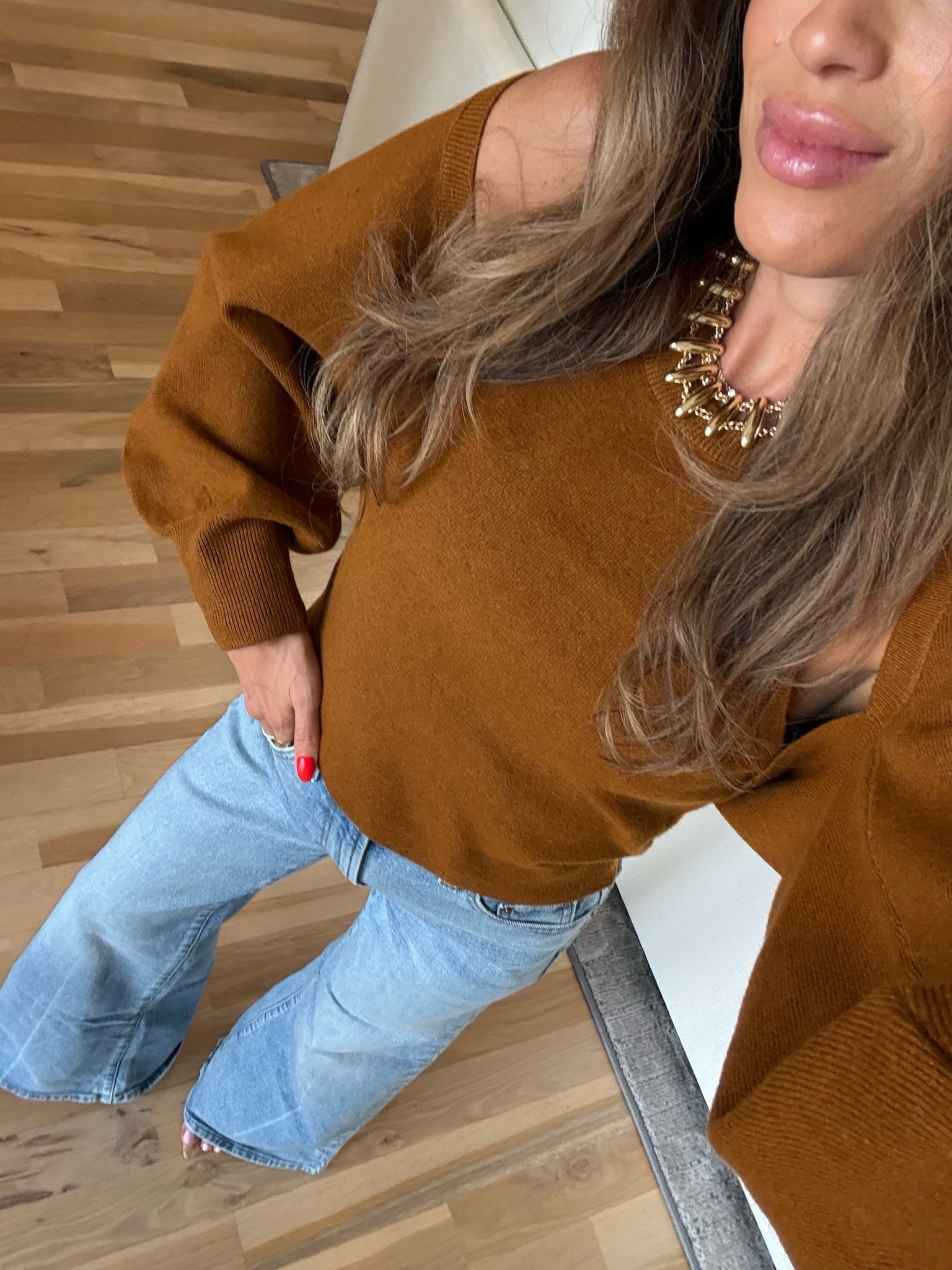 Cute fall outfit idea: burnt orange sweater set so cute with flare jeans

#LTKPetite #LTKootd
