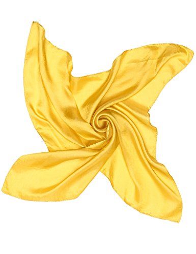 Silk Scarf Women's Small Square Satin Hair Scarf 22 x 22 inches Yellow | Amazon (US)