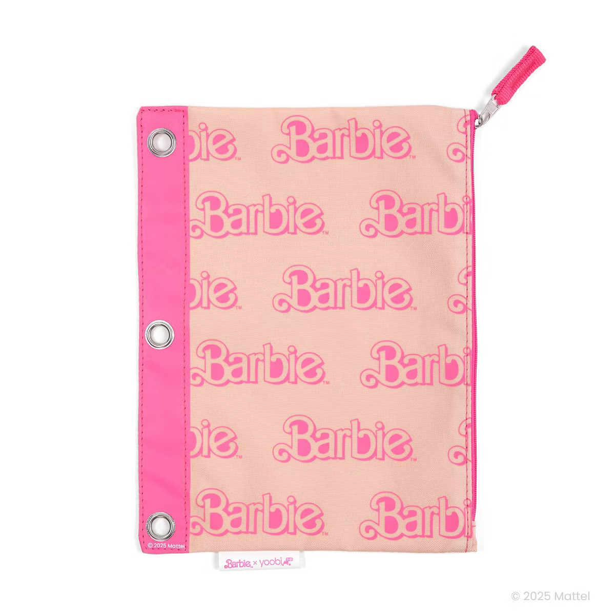 Yoobi Barbie Single Zip Binder Case Pink Barbie Logo Pattern | Target