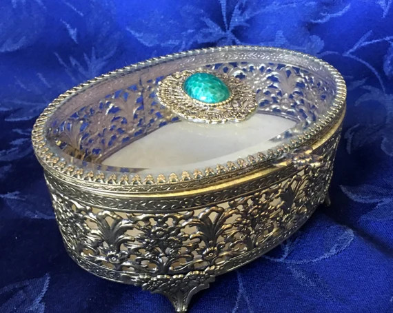 VINTAGE FILIGREE JEWELRY Box, Ormolu Dresser Box, Victorian Style Trinket Box- 20% off | Etsy (CAD)