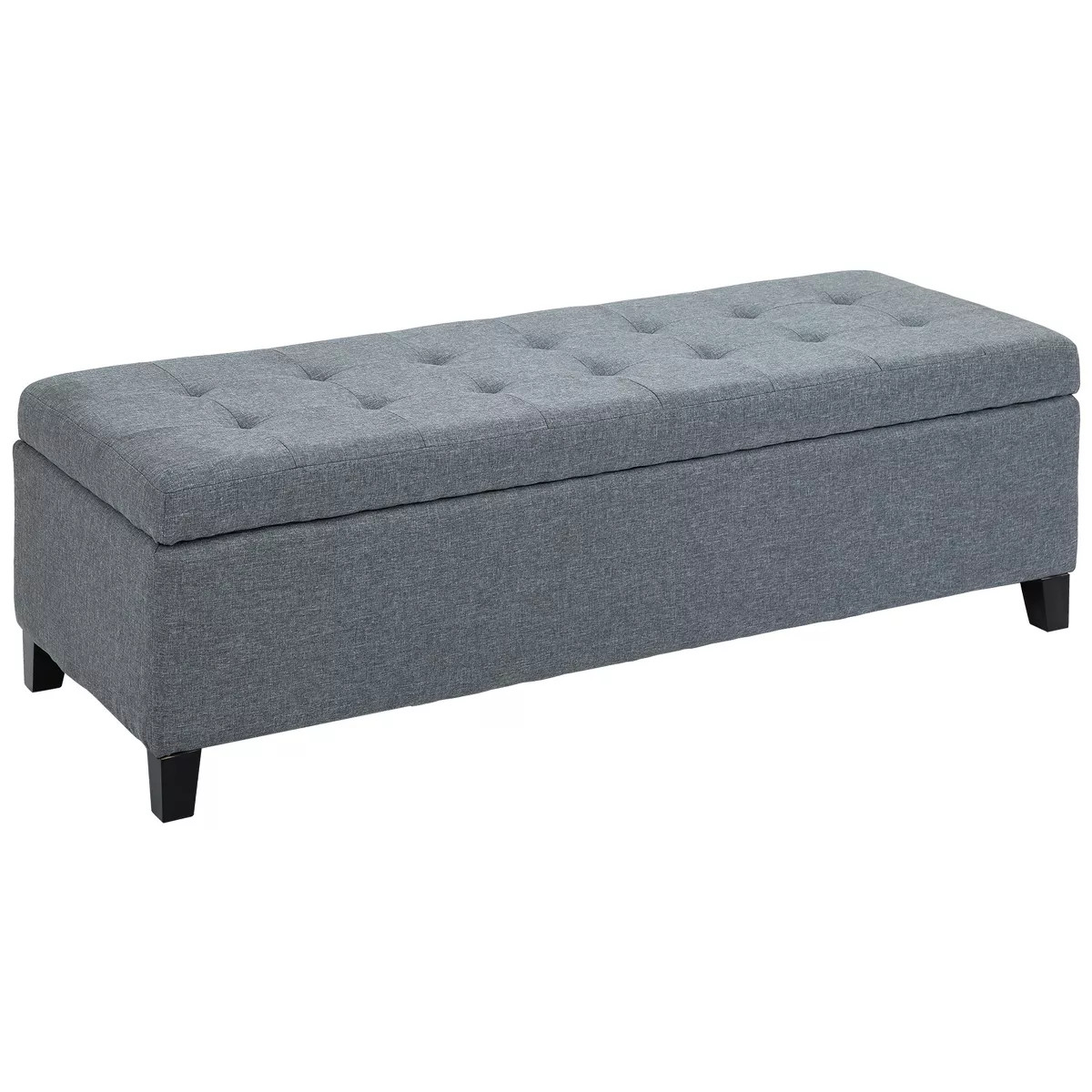 HOMCOM 50" Large Tufted Linen Fabric Ottoman Storage Bench With Soft Close Top for Living Room, E... | Target