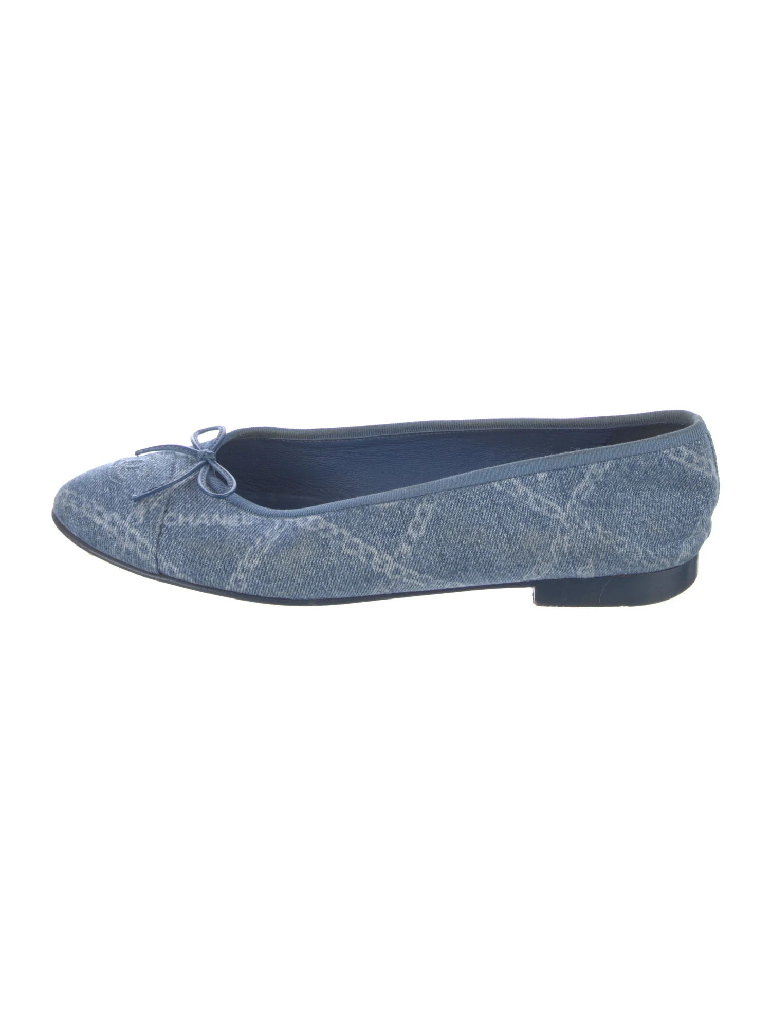 Interlocking CC Logo Denim Ballet Flats | The RealReal