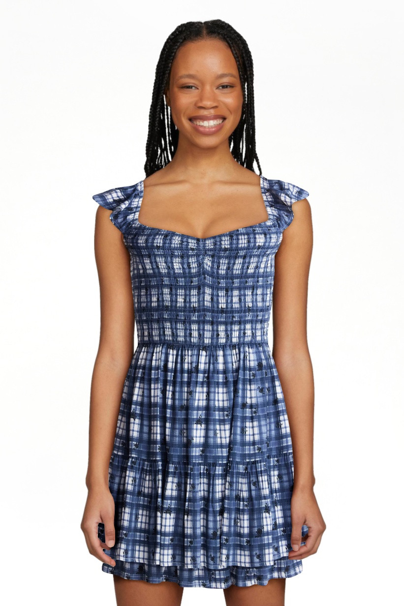 No Boundaries Smocked Romper with Flutter Sleeves, Women\u2019s XXS-XXL | Walmart (US)