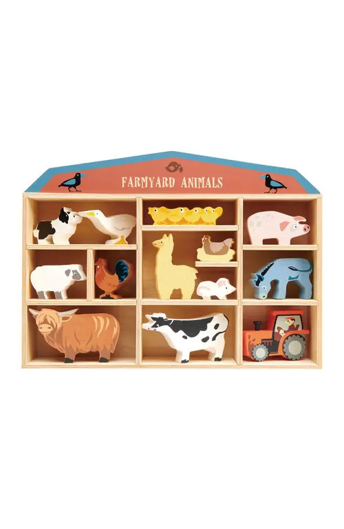 Tender Leaf Toys Farmyard Animals Wooden Playset in Multi at Nordstrom | Nordstrom
