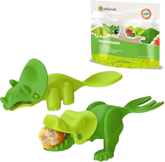 Jollycub® Fun Toddler Utensils Made in the USA, Dinosaur Chomperware™ (Leafy Greens) | Amazon (US)