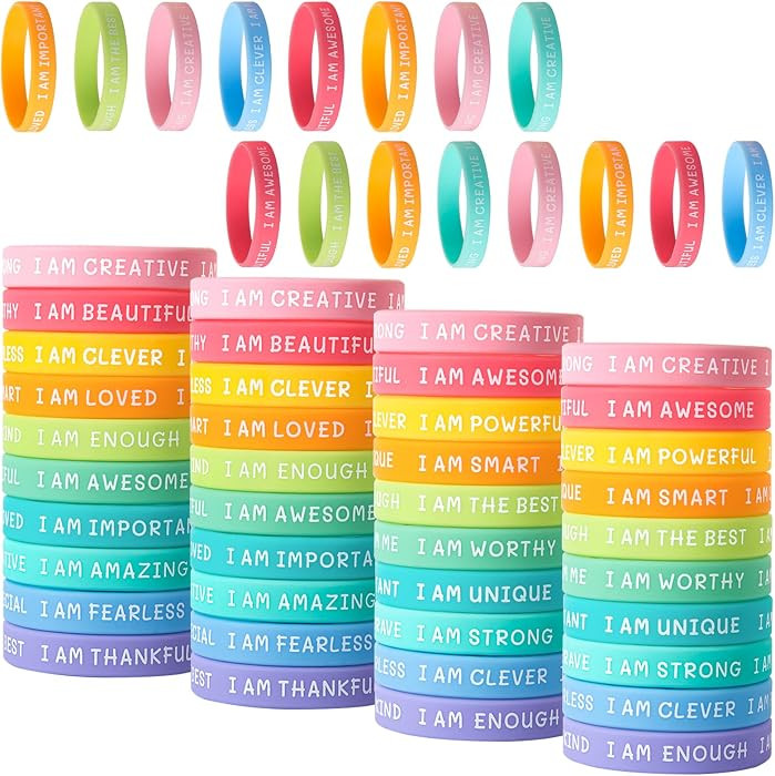 60 Pieces Students Inspirational Wristbands Rubber Bracelets Fun Motivational Wristbands for Kids Students Back to School Gifts | Amazon (US)