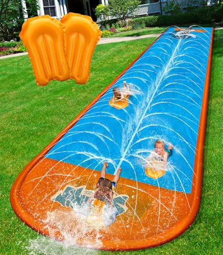 Spring Water Slip and Water Slide, 22ft *2 Lanes Slip Water Slides for Kids Backyards Ages 5-8 8-12 with Sprinkler and Inflatable Bodyboards, Summer Water Fun Toy for Outdoor Lawn Games Play | Amazon (US)